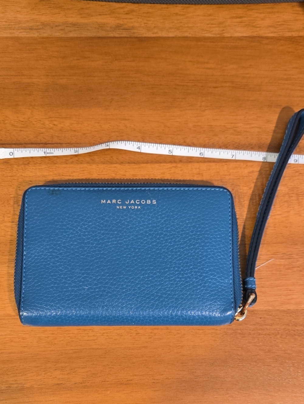 Marc Jacobs Teal-Blue Pebbled Leather Wristlet Wallet